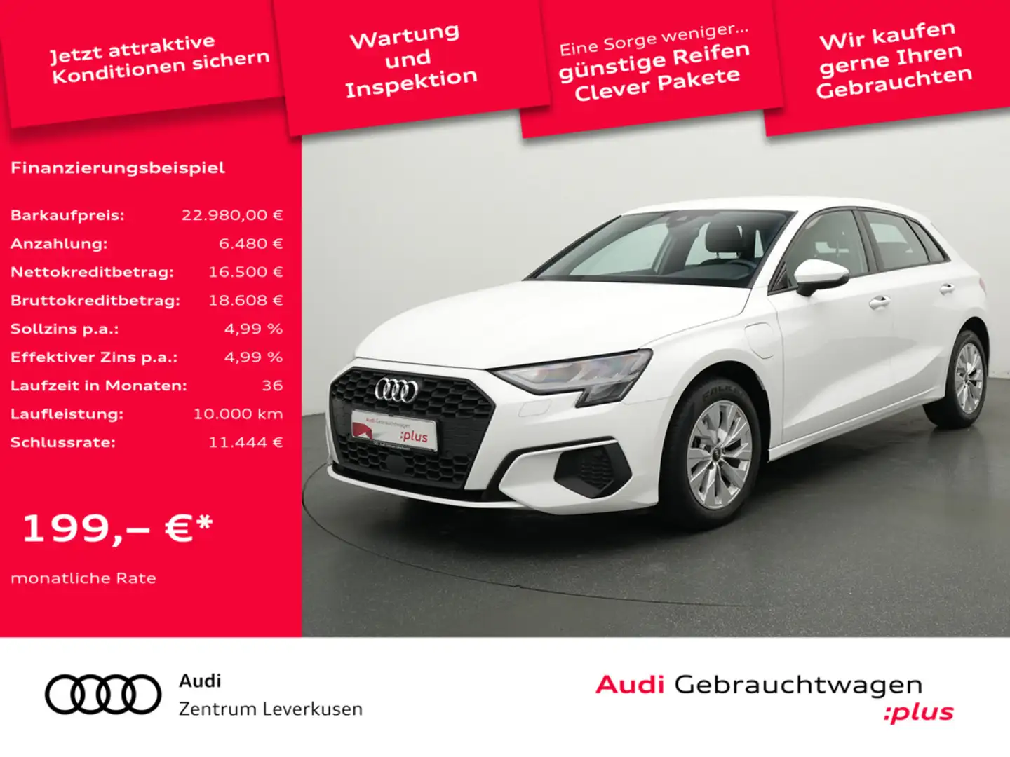 Audi A3 Sportback e S tronic LED SHZ CARPLAY KLIMA Weiß - 1