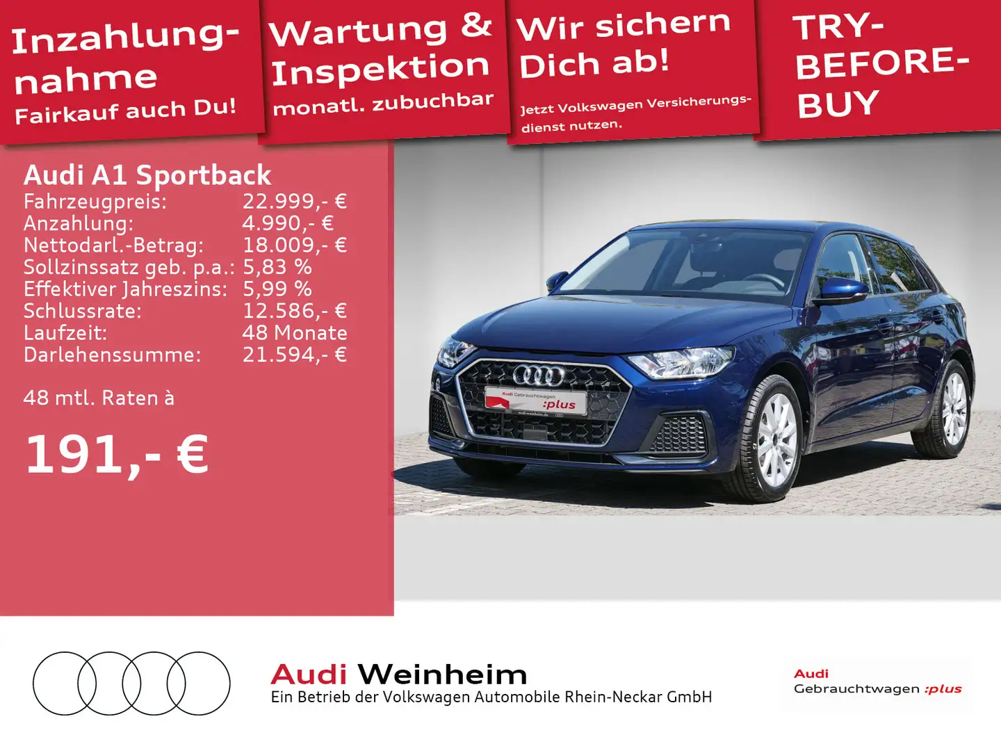 Audi A1 25 TFSI Automatik SM Interface Gara Blau - 1