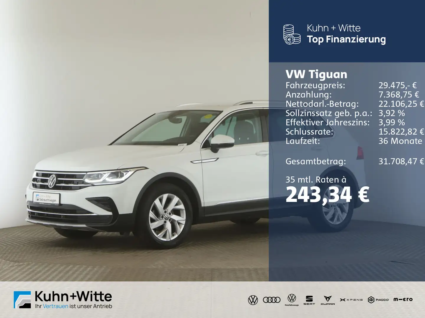 Volkswagen Tiguan 2.0 TDI Elegance *AHK*IQ.Light*RFK*Navi*S Wit - 1