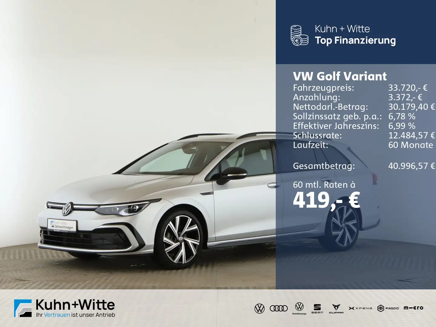 Volkswagen Golf Variant Golf VIII Variant 1.5 eTSI R-Line *AHK*LED*H+K*S Silber - 1