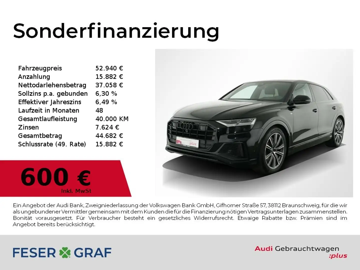 Audi Q8 55TFSI e S Line AHK,B&O,Leder,Kameras,HUD,AIR Schwarz - 1