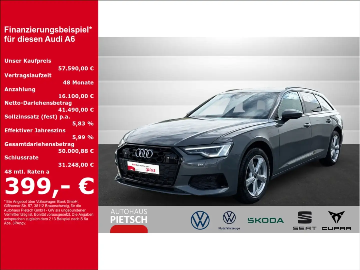Audi A6 Avant advanced 40 TDI S tronic Matrix AHK ACC Grau - 1