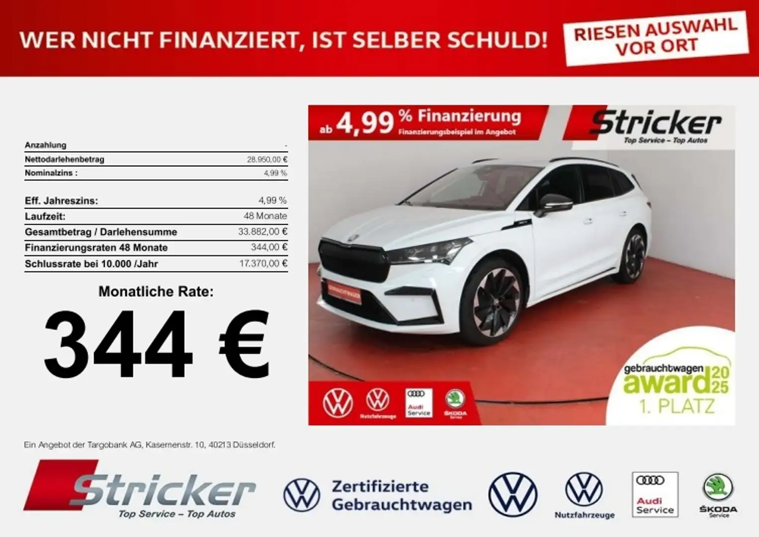 Skoda Enyaq IV 60 Sportline 344,-ohne Anzahlung Kamera AHK Pu Weiß - 1