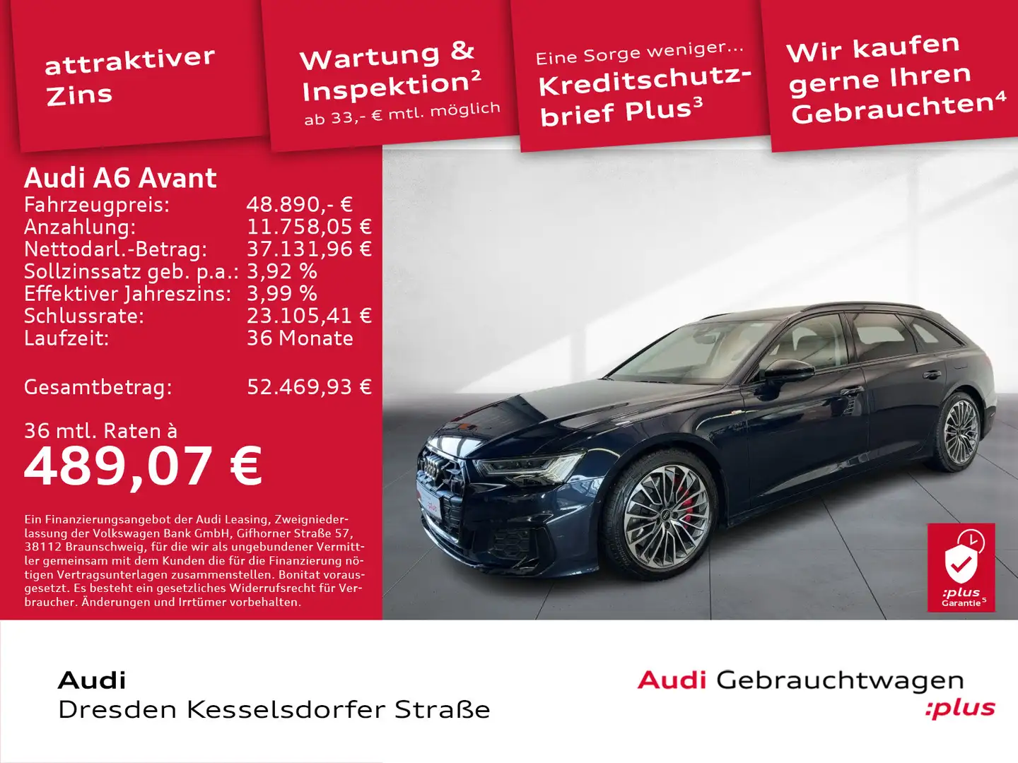 Audi A6 55 TFSI Q. Design S line LED Navi Blau - 1