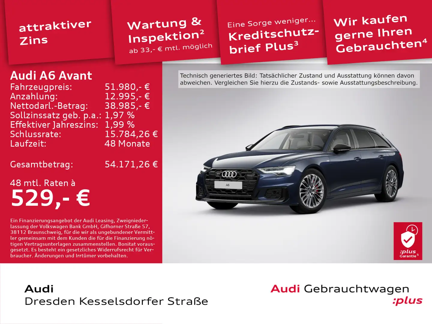 Audi A6 55 TFSI Q. Design S line LED Navi Blau - 1