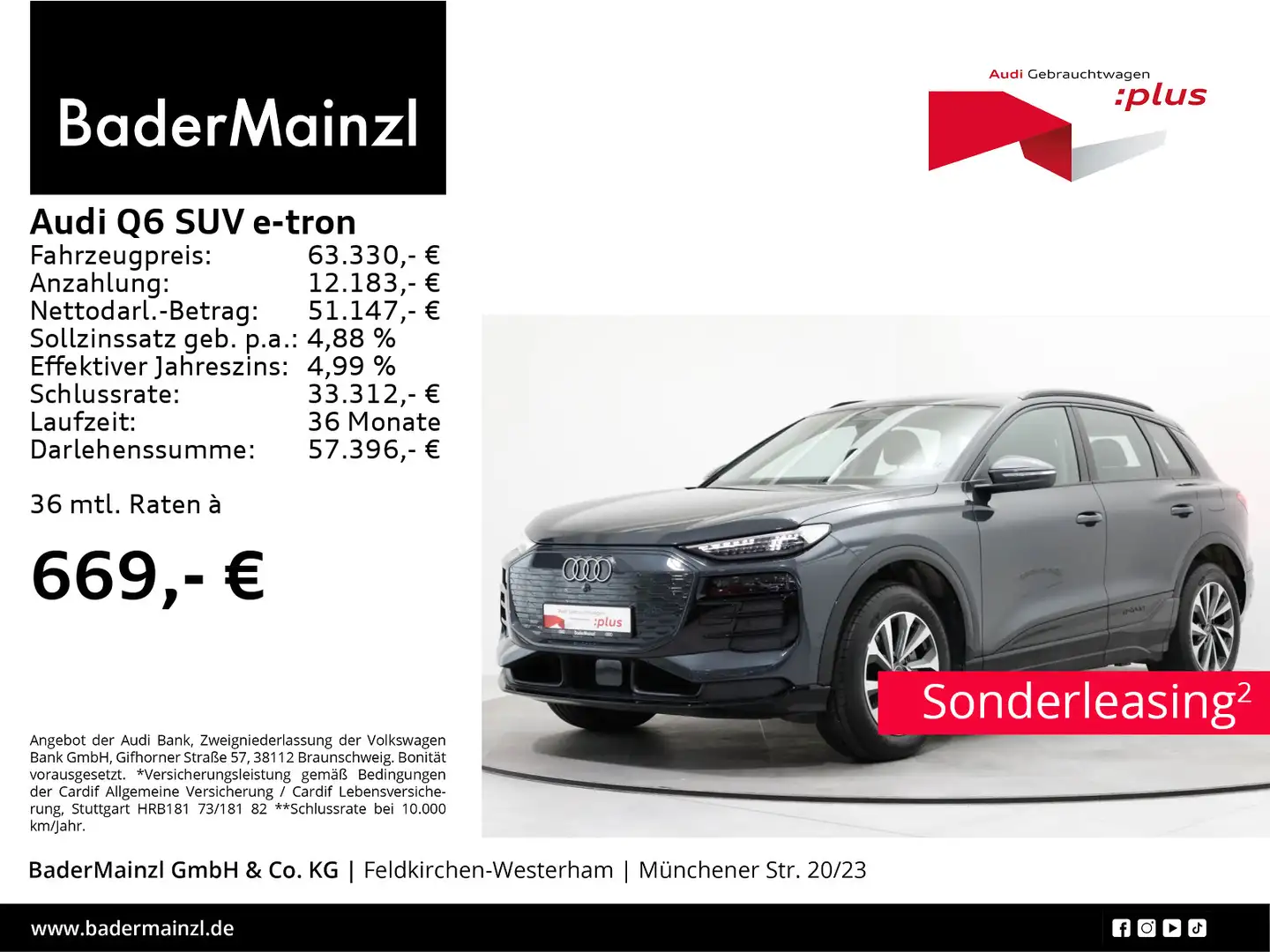 Audi Q6 Q6 e-tron quattro LED 360° Navi 4xSHZ Virtual Gris - 1