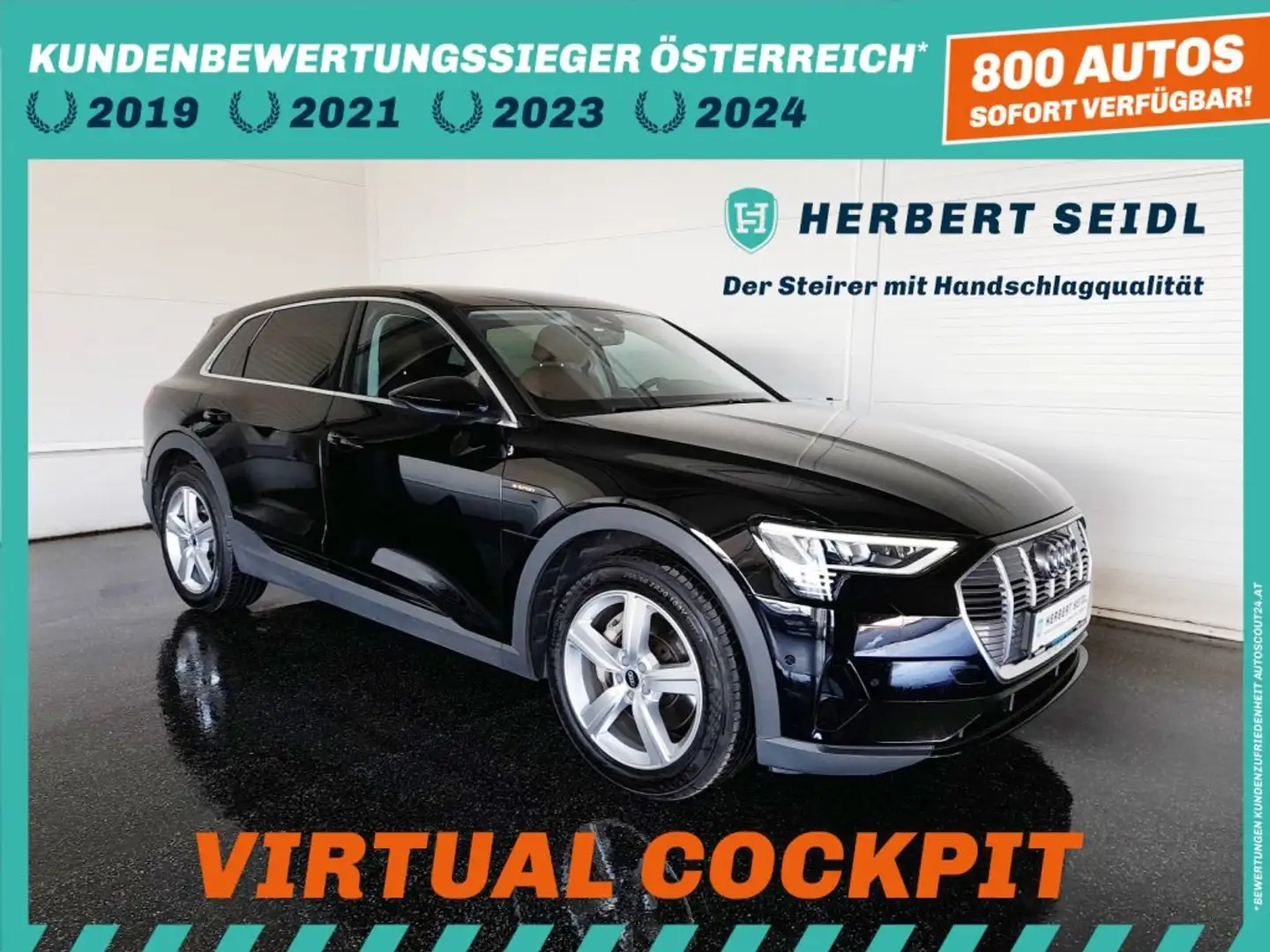 Audi e-tron 50 quattro 71kWh *20 ZOLL / LEDER / VIRTUELL / NAVI / KAMERA / E-KLAPPE / VERKEHRSZEICHEN & SPURHALTEASSIST* Schwarz - 1