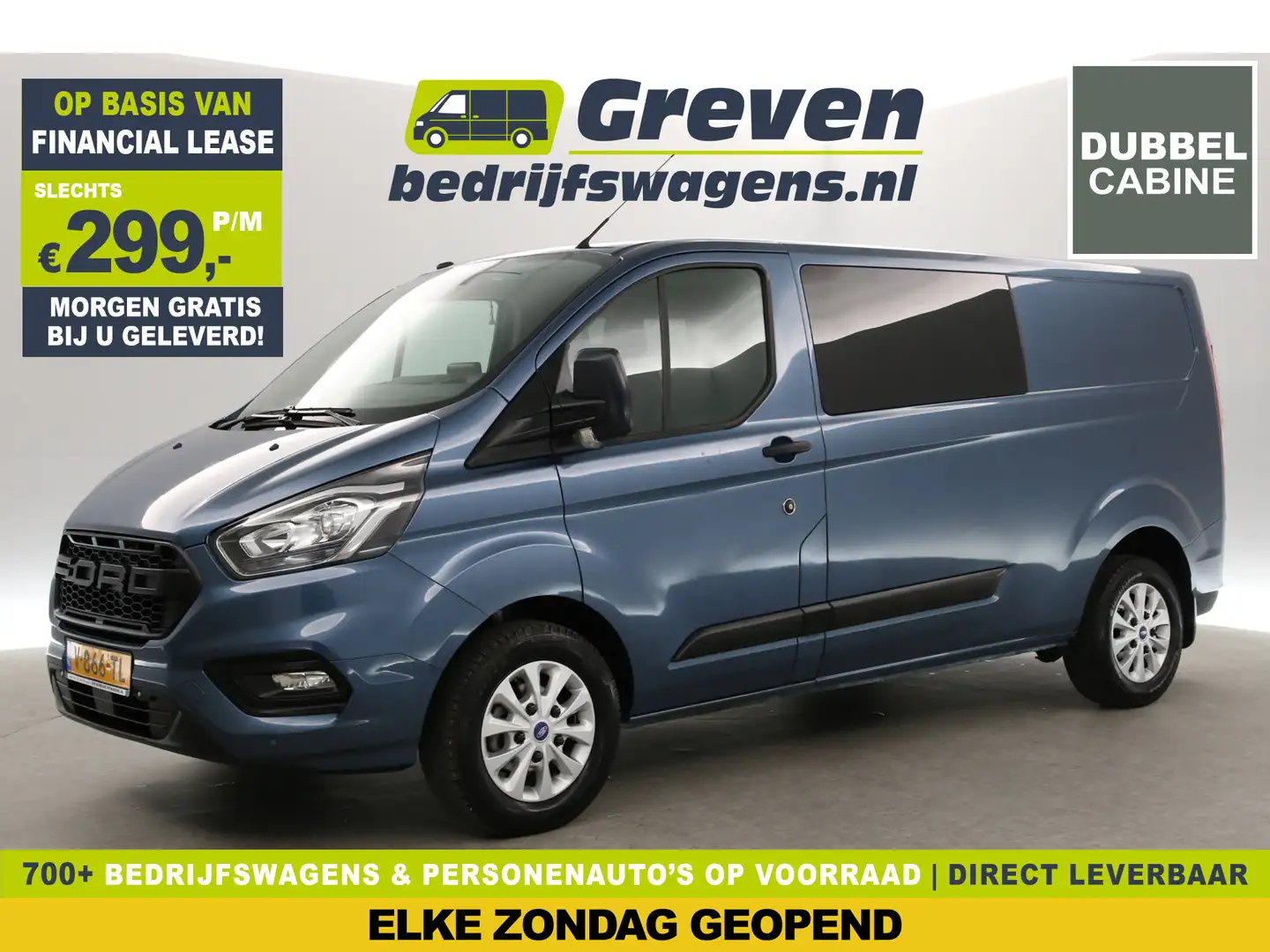 Ford Transit Custom 300 2.0 TDCI L2H1 | DC | Carplay | Cruise | Airco Bleu - 1