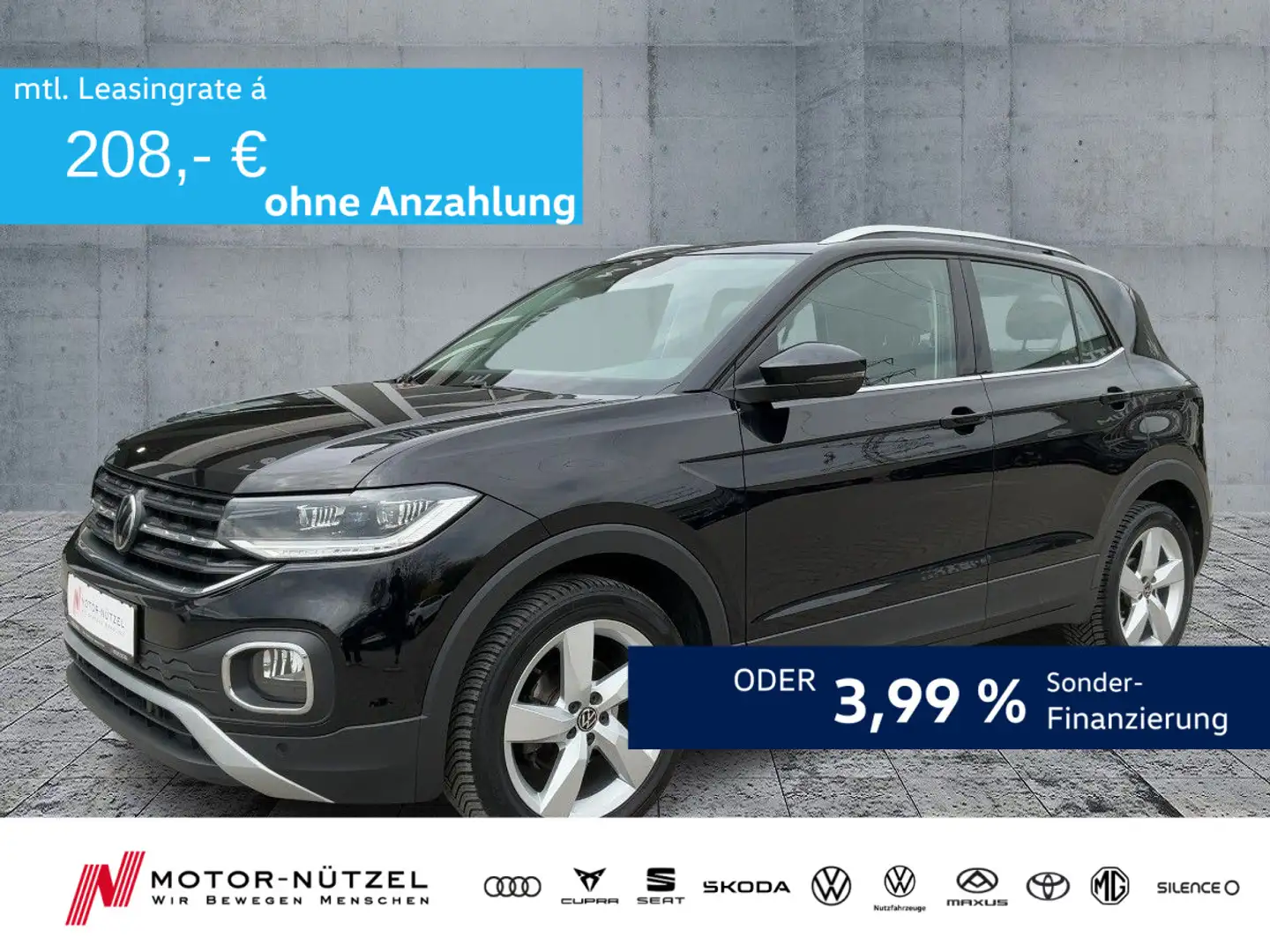 Volkswagen T-Cross 1.0 TSI STYLE LED+APP+SHZ+17"+DAB+2x PDC Noir - 1