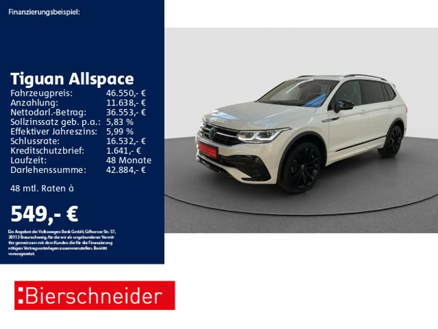 Volkswagen Tiguan Allspace 2.0 TSI DSG 4Mo R-Line Black AHK Weiß - 1