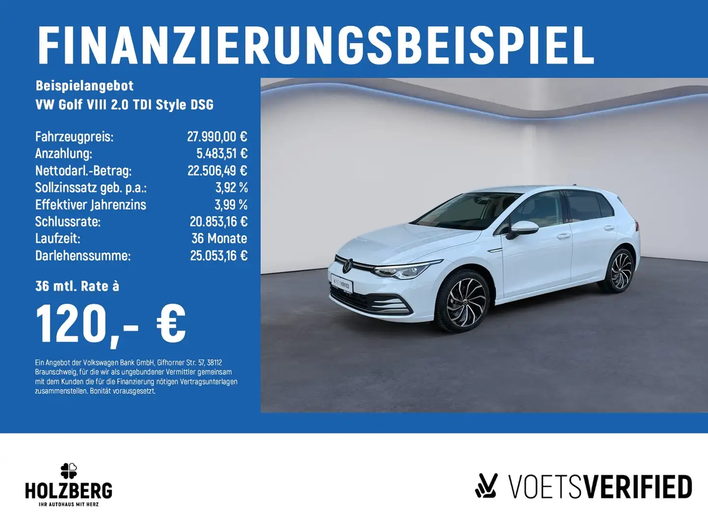 Volkswagen Golf VIII 2.0 TDI Style DSG AHK+REAR-VIEW Weiß - 2