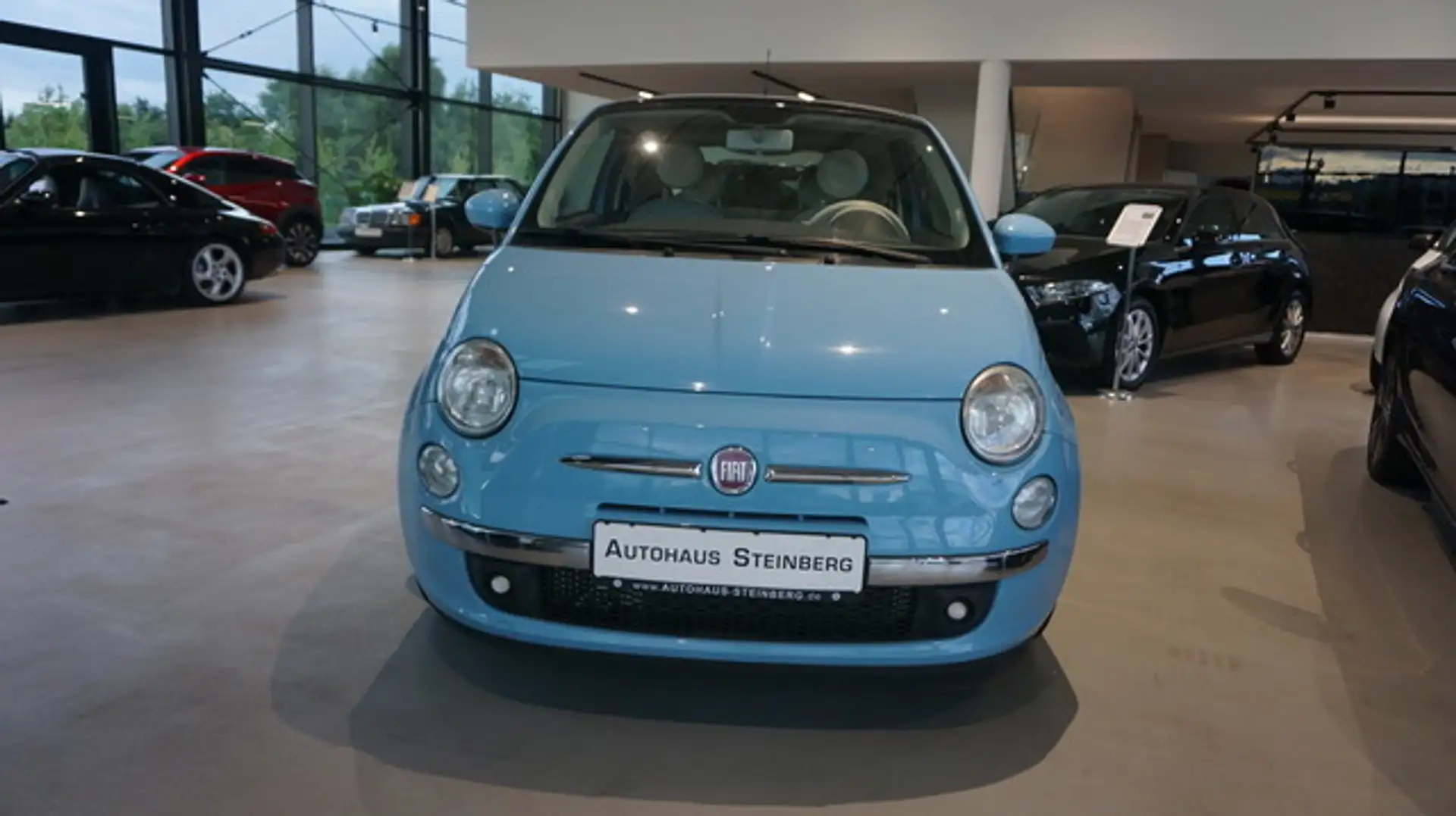 Fiat 500 PANORAMADACH+KLIMA+ Bleu - 2