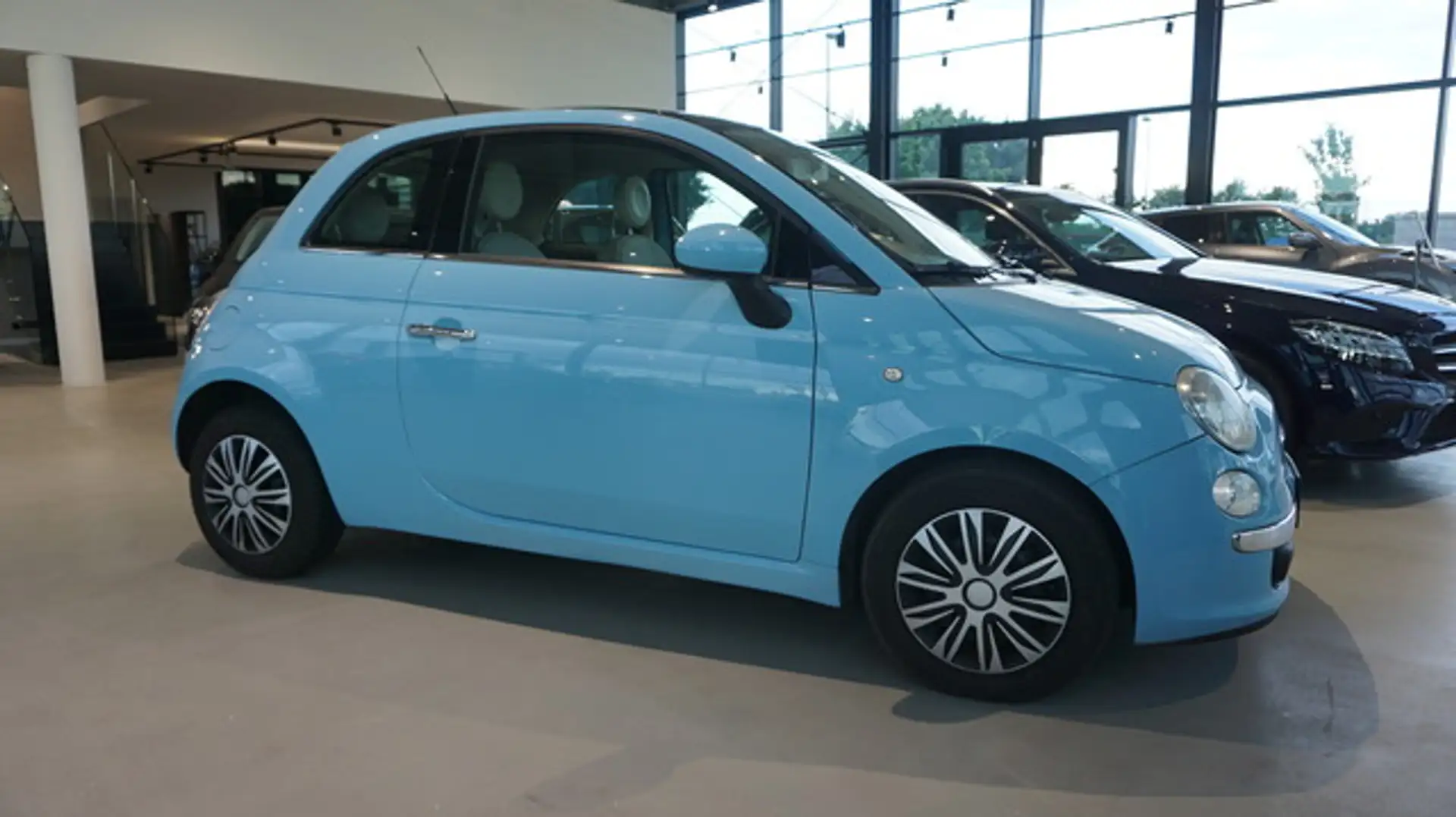 Fiat 500 PANORAMADACH+KLIMA+ Bleu - 1