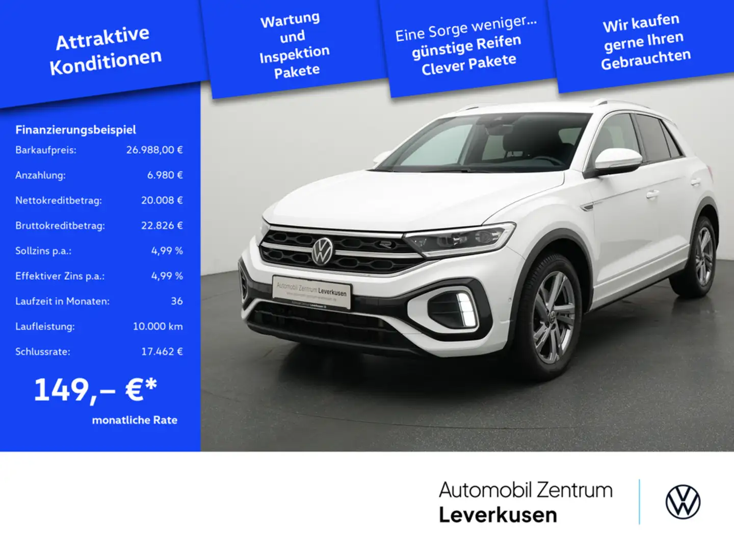 Volkswagen T-Roc R-Line DSG AHK ACC NAVI VIRT KAM CARPLA Weiß - 1