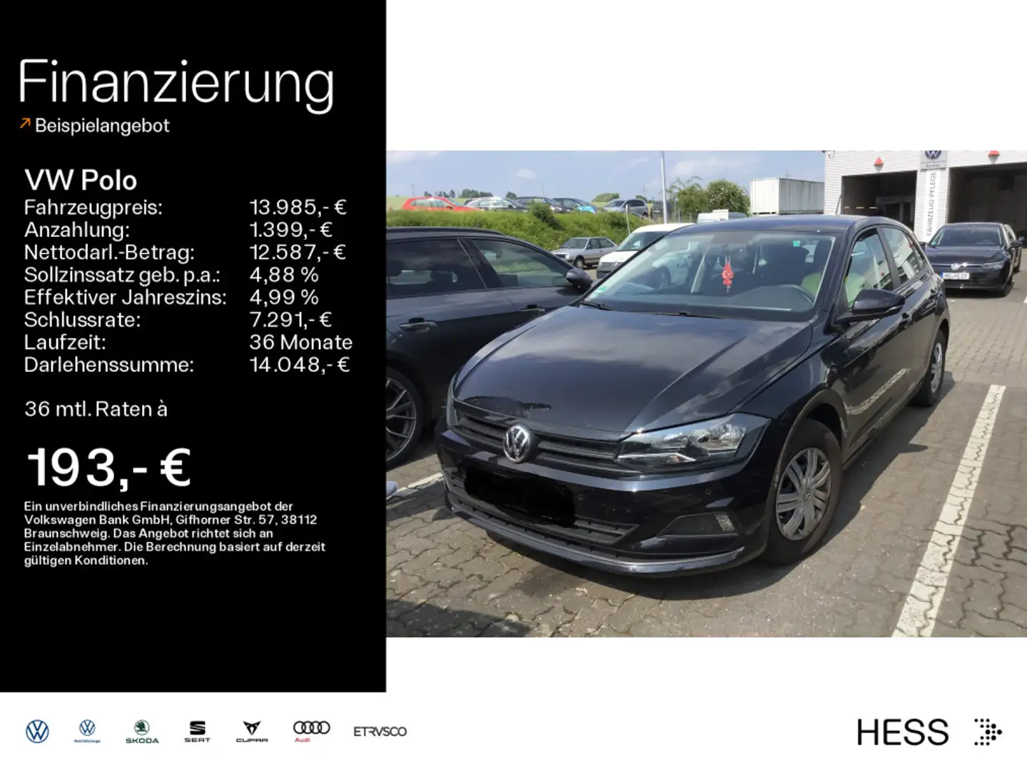 Volkswagen Polo Trendline 1,0 l 59 kW (80 PS) 5-Gang Schwarz - 1