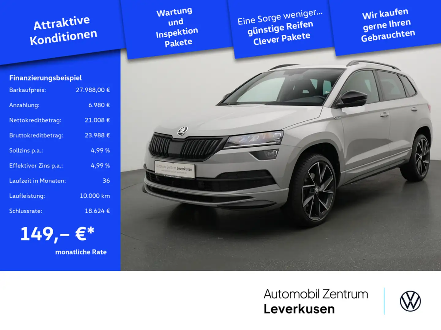 Skoda Karoq DSG VIRT AHK NAVI ACC LED SHZ CARPLAY Schwarz - 1