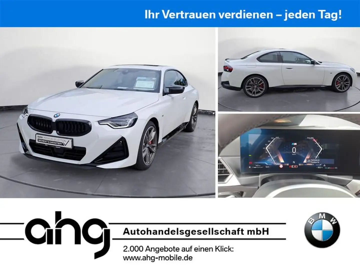 BMW 240 A xDrive Coupe M Sport Pro AHK Sport Aut. G Blanc - 1