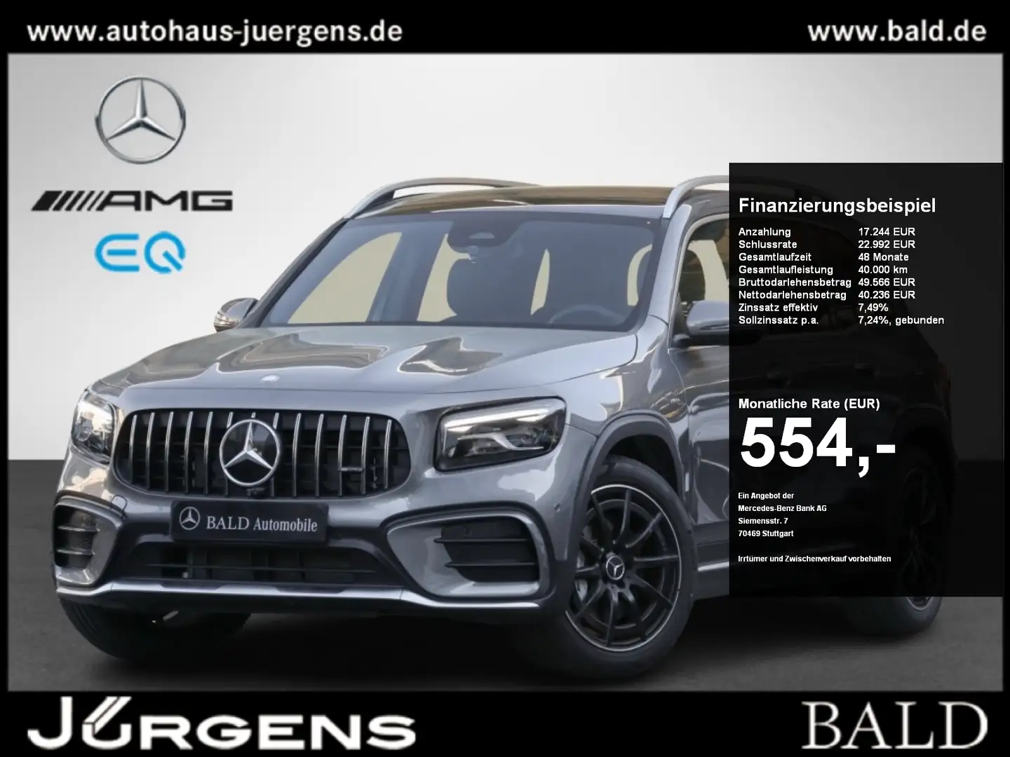 Mercedes-Benz GLB 35 AMG 4M Pano/MBeam/HUD/360/Memo/Distr/Totw Grau - 1