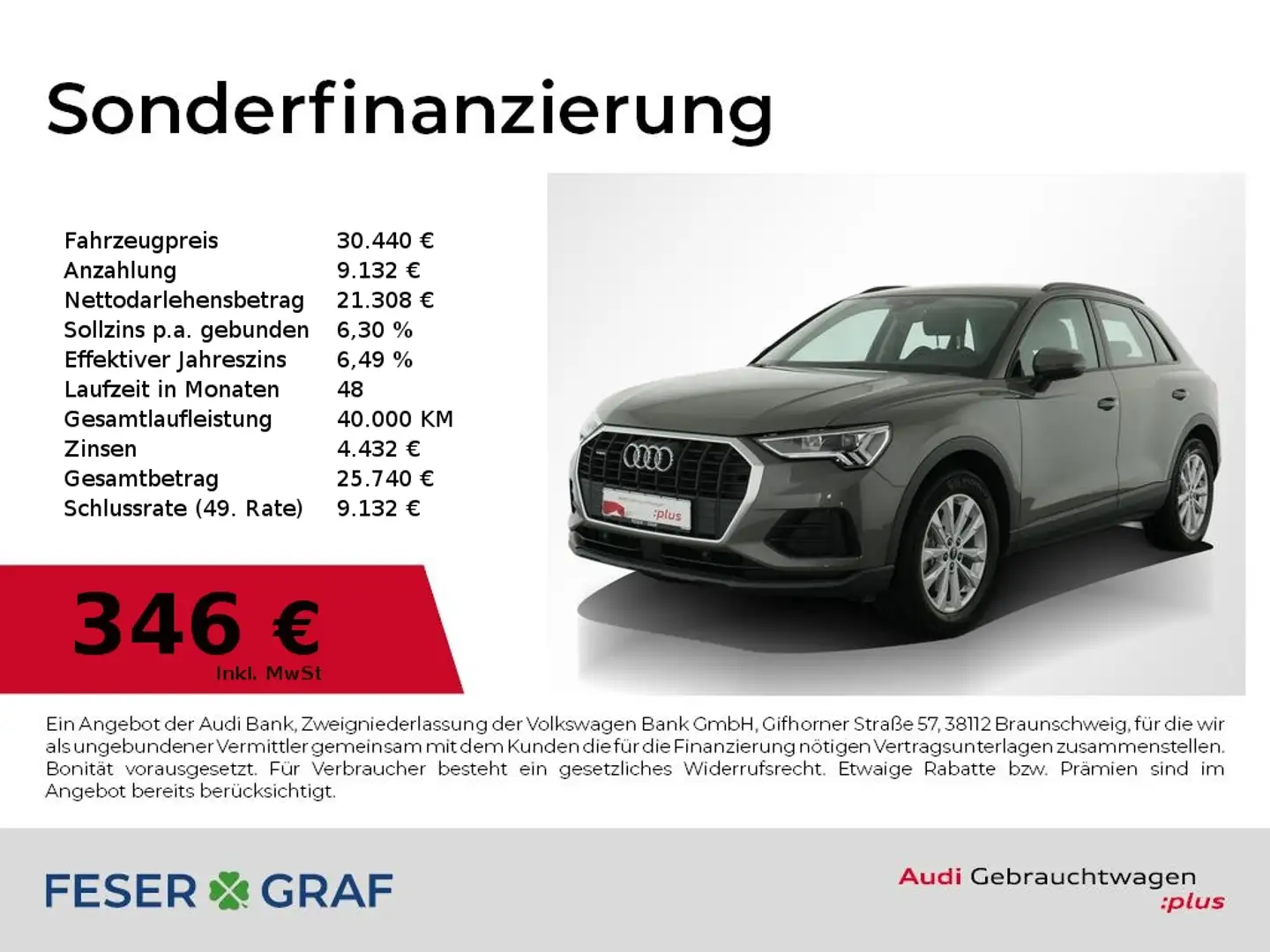 Audi Q3 40 TFSI qu Navi,LED,Leder,Kamera Grau - 1