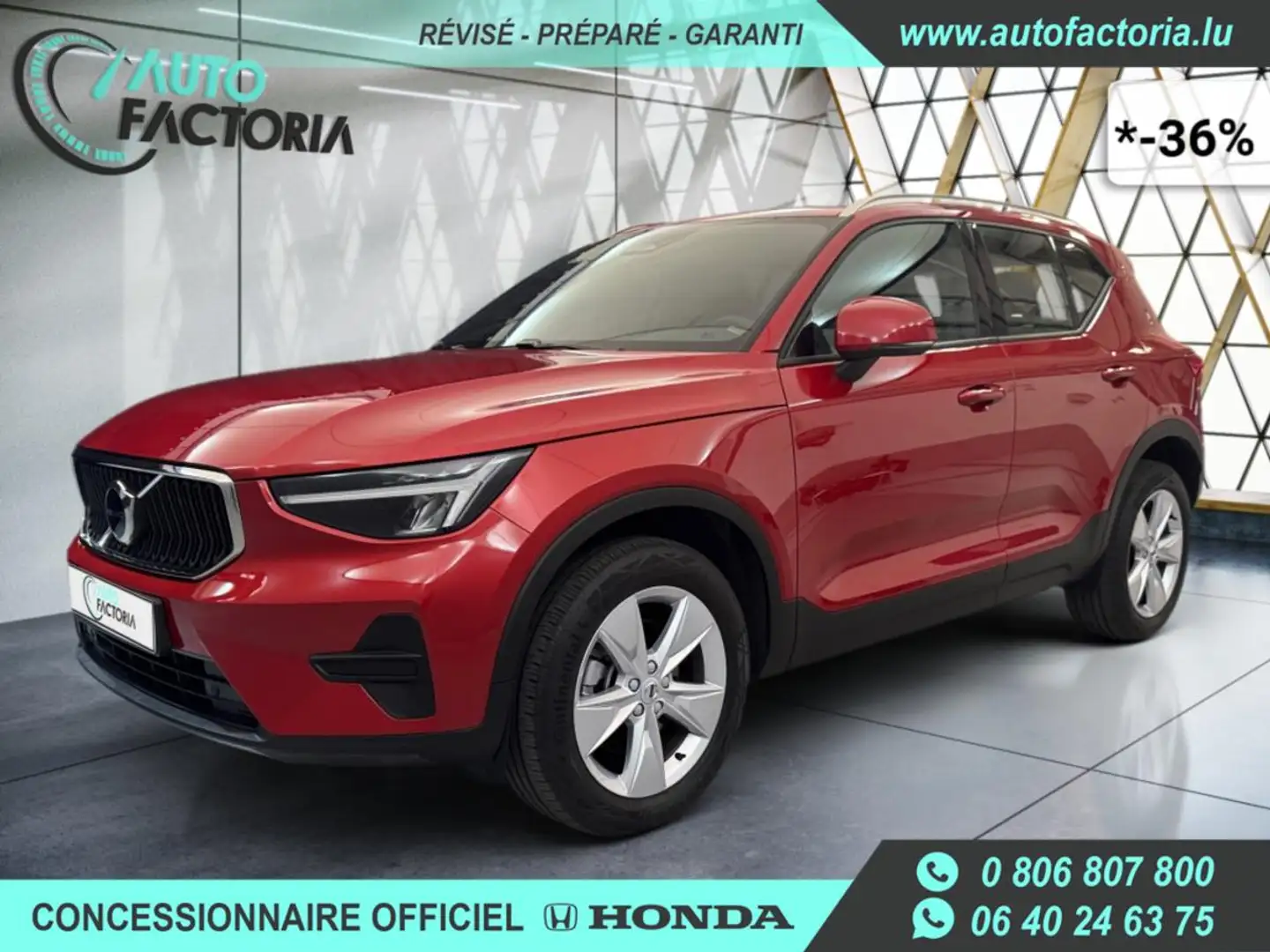Volvo XC40 -36% B3 163cv BVA +GPS+CAM+LED+HAYON ELEC+Opts Rood - 1