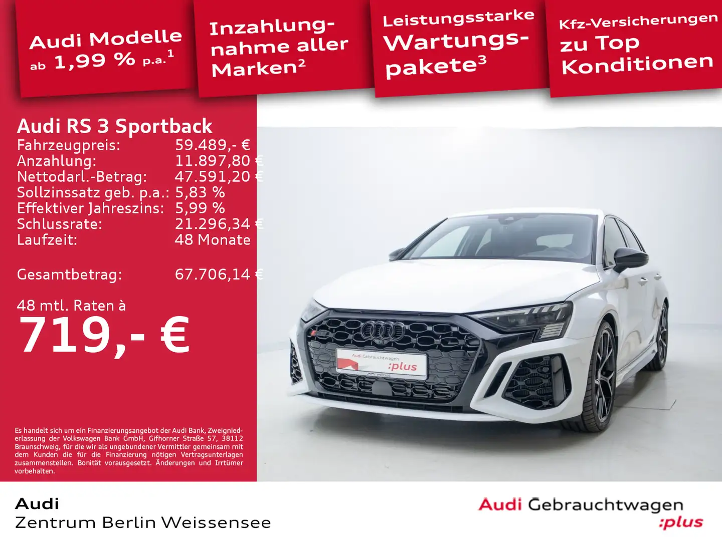 Audi RS3 2.5 TFSI S-TRO*QUA*ACC*B&O*MATRIX Weiß - 1