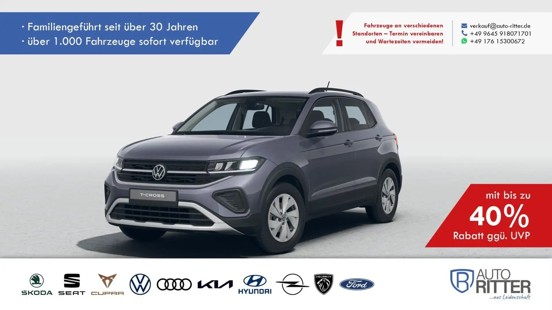 Volkswagen T-Cross Start Carplay|Klima|PDC|SHZ|DAB Grau - 1