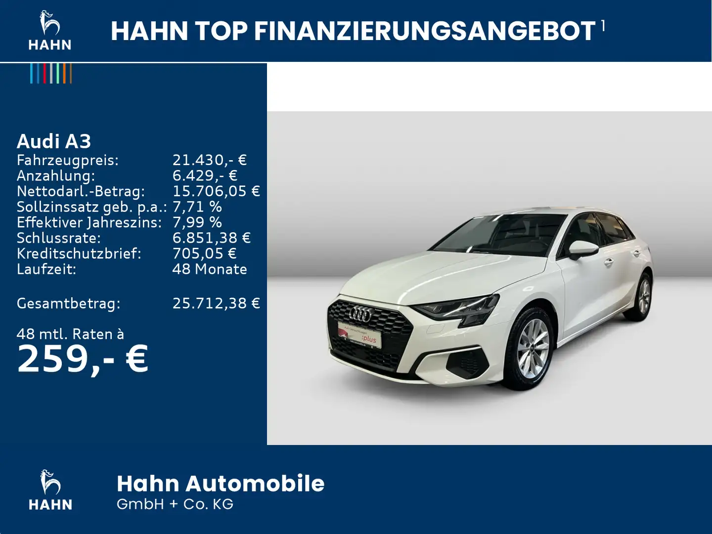 Audi A3 30 1.0 TFSI Sportback Sitzh Virtual LED DAB Weiß - 2