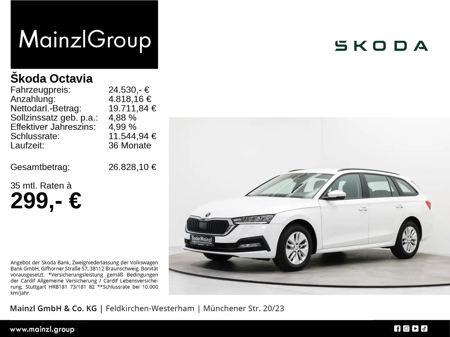 Skoda Octavia Combi 2.0 TDI DSG PDC SHZ ACC CarPlay Weiß - 1