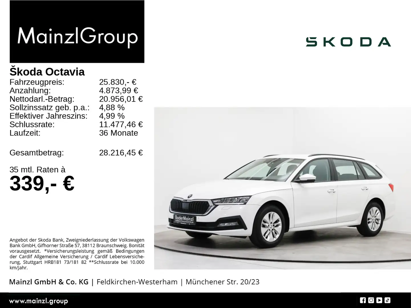 Skoda Octavia Combi 2.0 TDI DSG PDC SHZ ACC CarPlay Weiß - 1