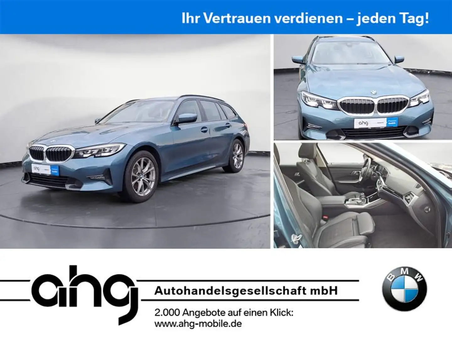 BMW 318 d Touring Sport Line Aut. Panorama HuD AHK Blauw - 1
