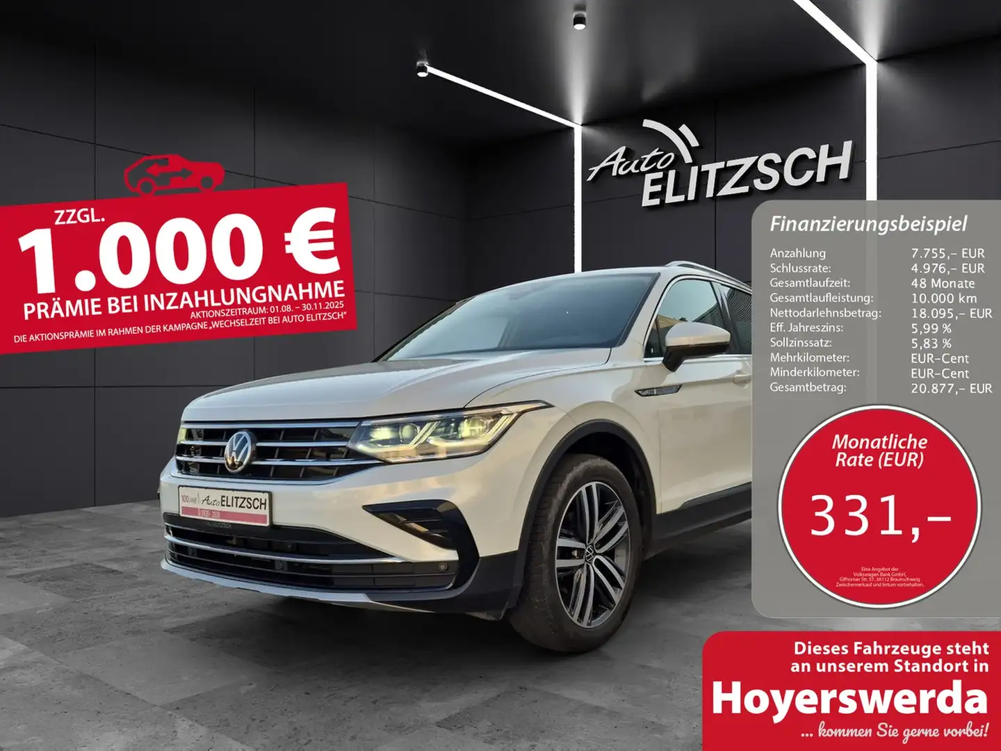 Volkswagen Tiguan TDI Elegance DSG 4M Matrix Navi Pano AID ACC RF... Weiß - 1