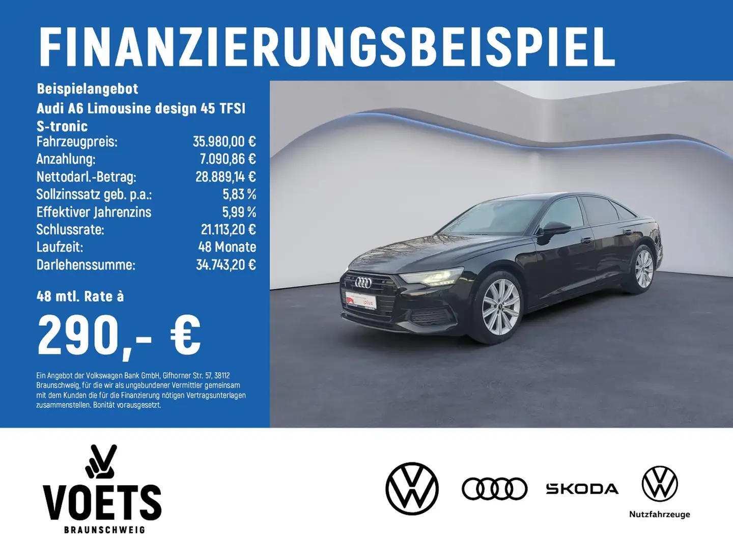 Audi A6 Limousine design 45 TFSI S-tronic PDC+SHZ+LED Schwarz - 2