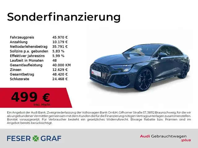 Audi RS3 Limousine RS Ext.-AGA/B&O/Matrix/Keramik/Cam