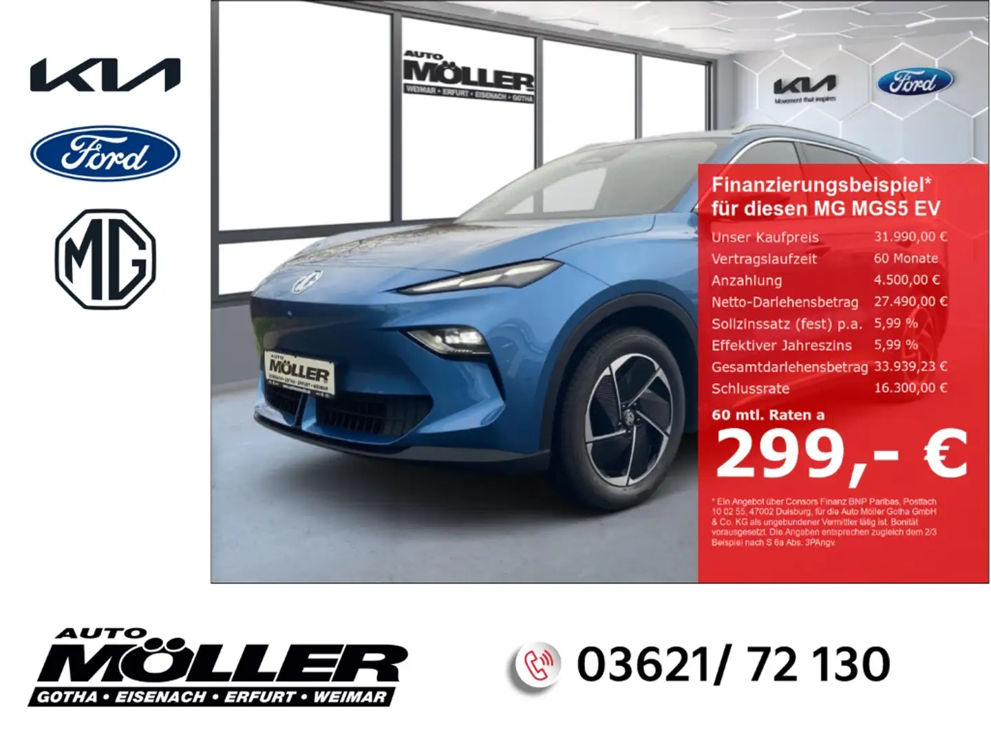 MG MGS5 EV Luxury Long Range Navi Leder 360°LED WP Blau - 1