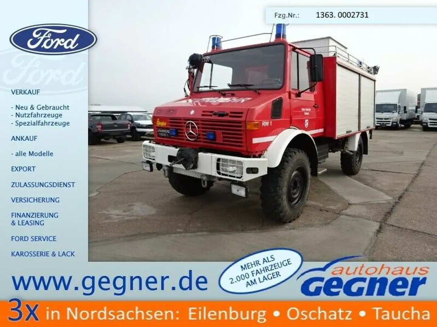 Unimog U1300L Feuerwehr Gerätewagen Rot - 1