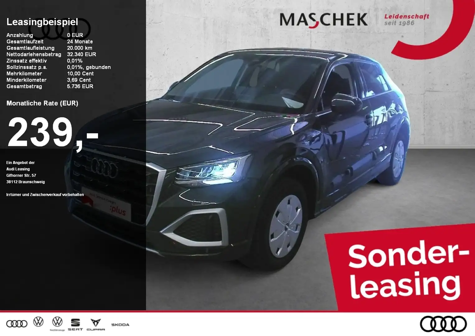 Audi Q2 Advanced 35 TDI AHK LED VC PDC GRA DAB Sitzh Grijs - 1