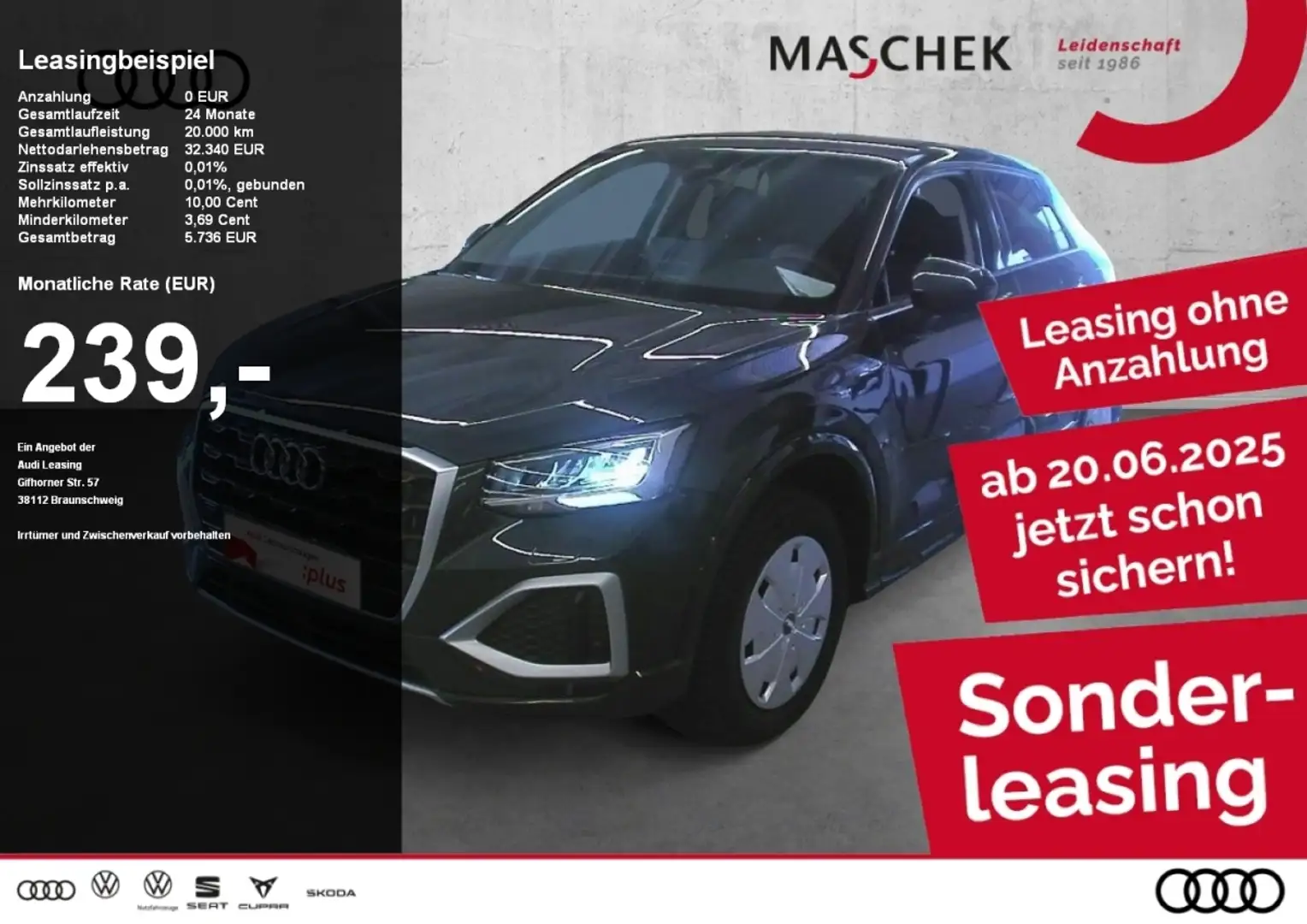 Audi Q2 Advanced 35 TDI AHK LED VC PDC GRA DAB Sitzh Gris - 1