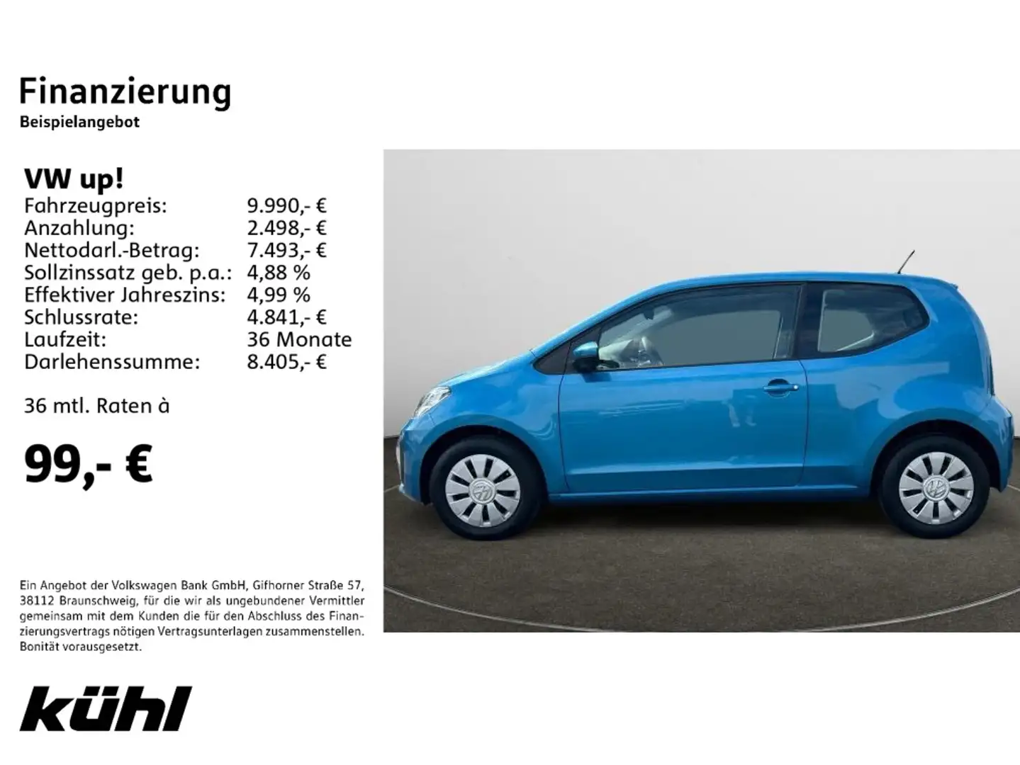 Volkswagen up! 1.0 move up! Klima,PDC hinten Blau - 2