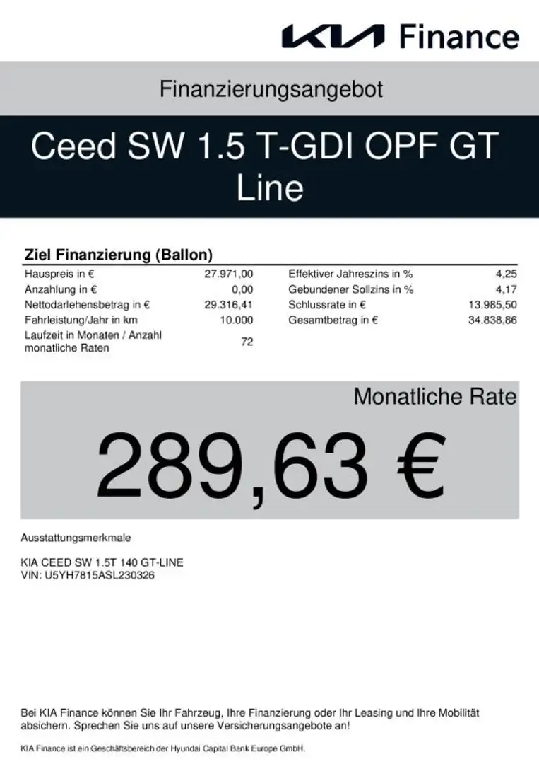 Kia Ceed / cee'd SW 1.5 T-GDI GT Line UVP 39.159 EUR Blau - 2