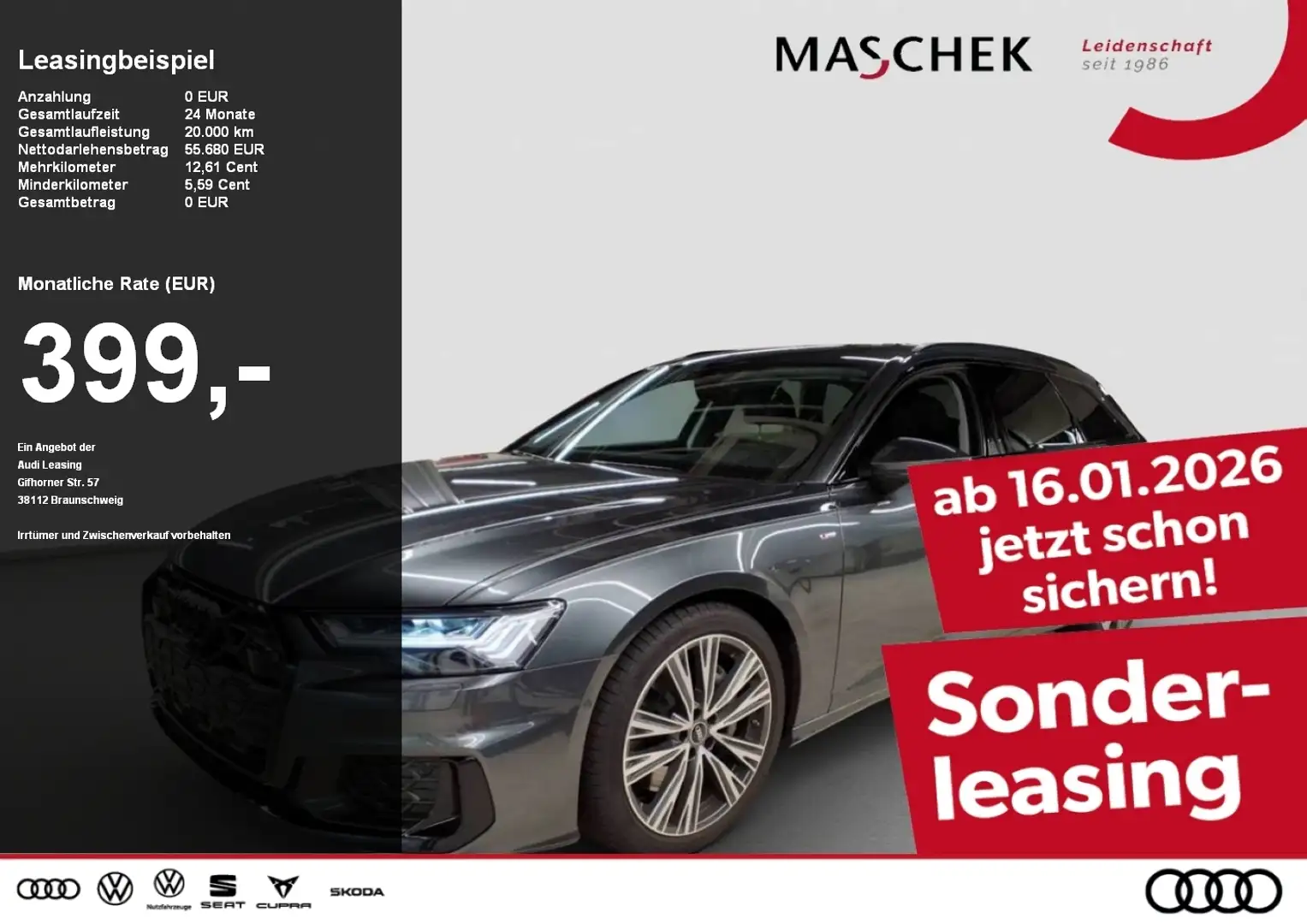 Audi A6 Avant 50 TFSI e S line 97NP HUD 360° AHK Black HD- Grau - 1