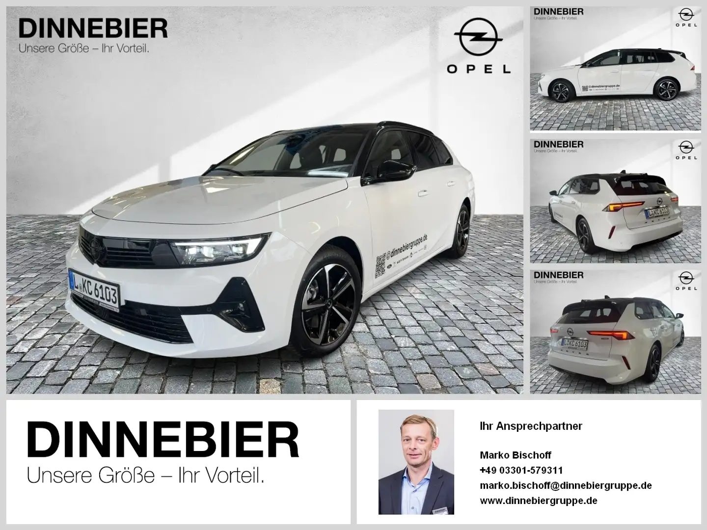 Opel Astra Sports Tourer 1.2 GS LED+360°+Glasdach Wit - 1