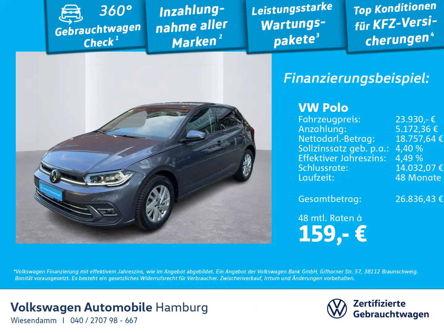 Volkswagen Polo 1.0 TSI DSG Style ACC/NAVI/LED/SITZHZG. Grau - 1