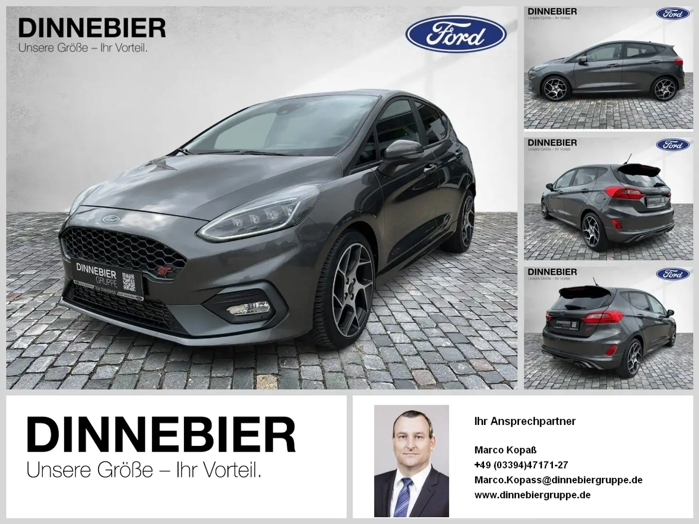 Ford Fiesta ST LED+PDC H+SHZ V+Kurvenlicht+ KlimaAut Gris - 1