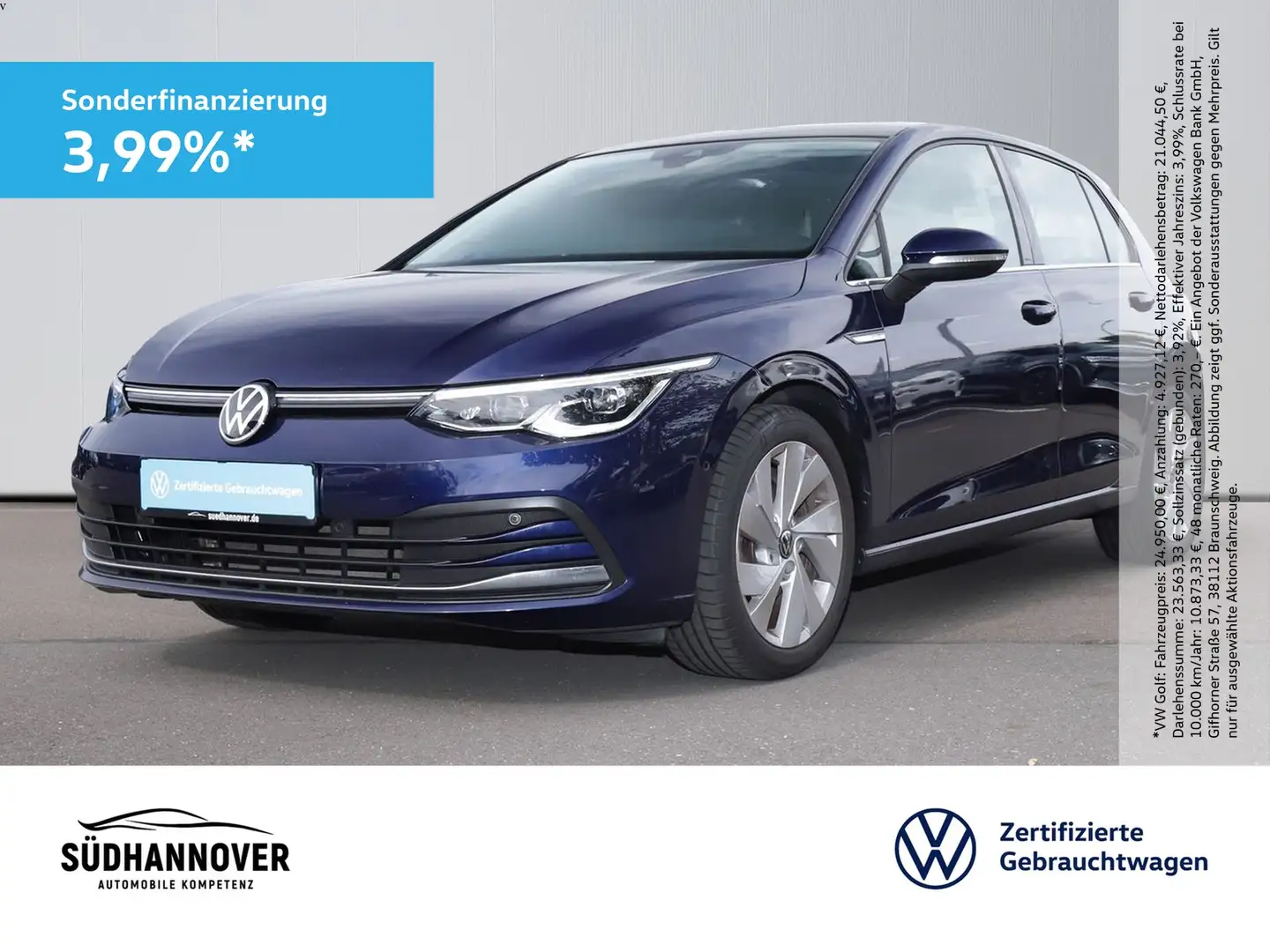 Volkswagen Golf VIII Style 1.5 TSI PANO+NAVI+LED+SHZ+PDC Bleu - 1