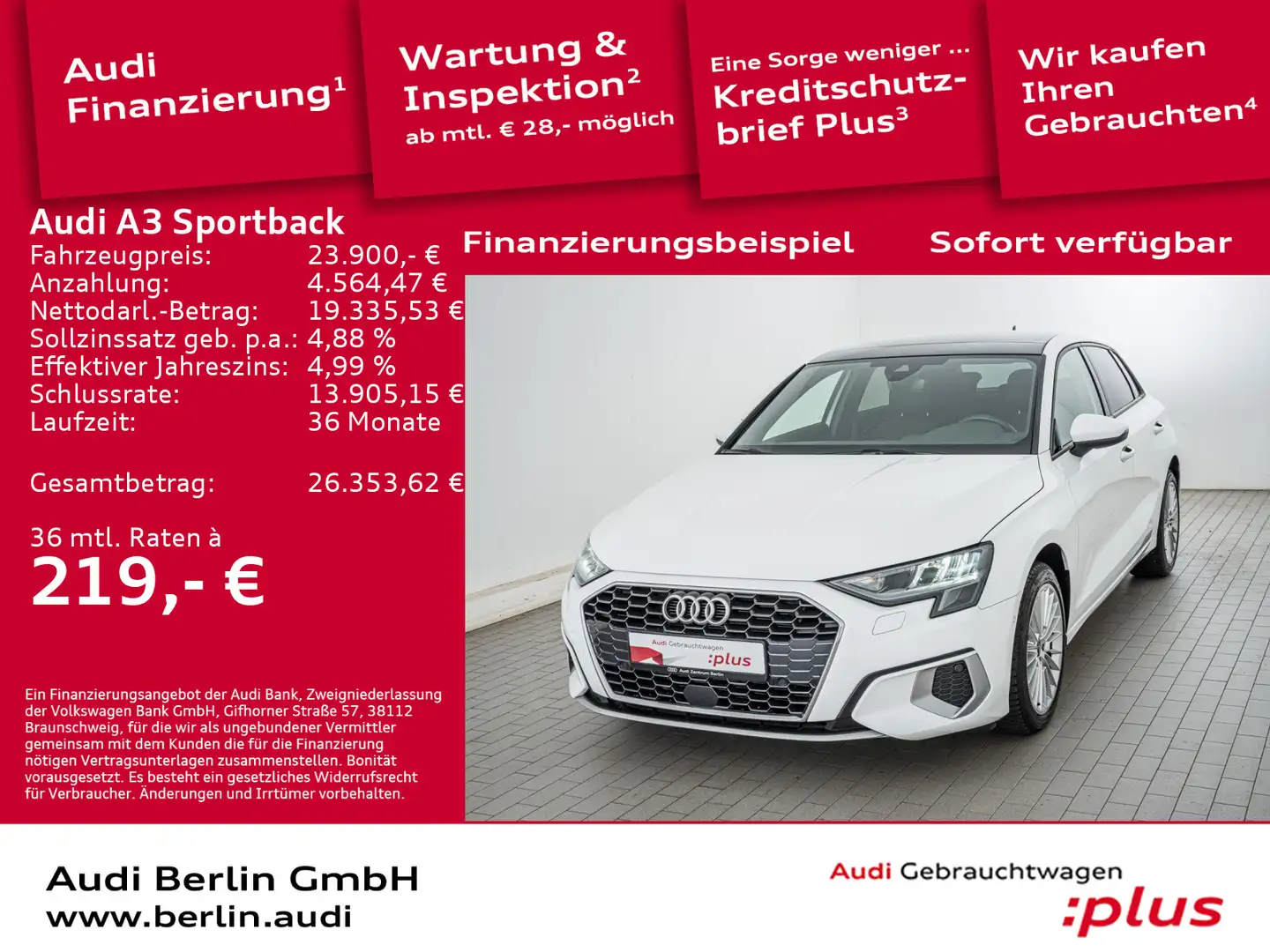 Audi A3 Advanced 30 TFSI 6-G. LED NAVI PANO Bianco - 1