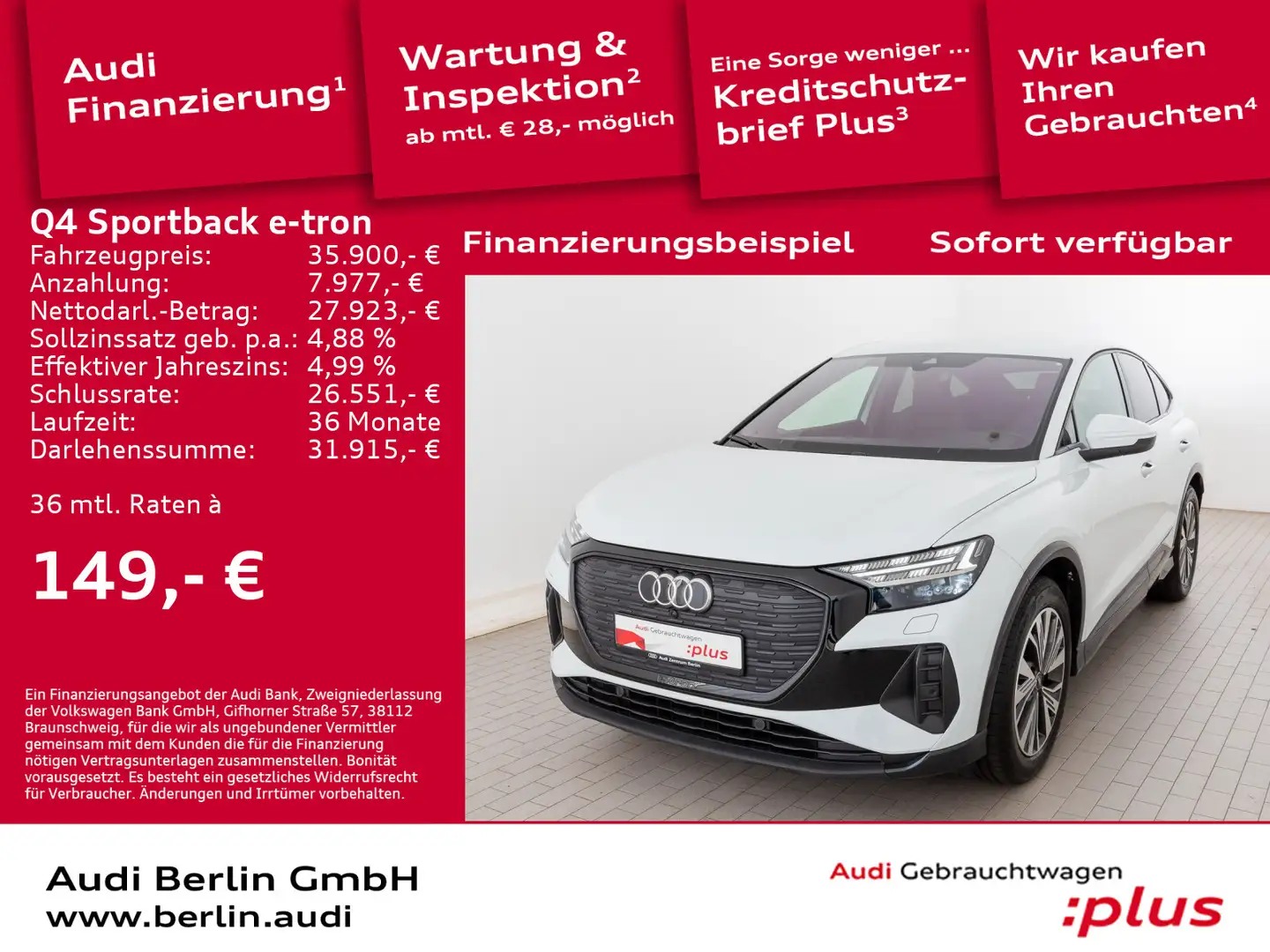 Audi Q4 e-tron Q4 Sportback 50 e-tron qu. RFK PDC MATRIX NAVI Weiß - 1