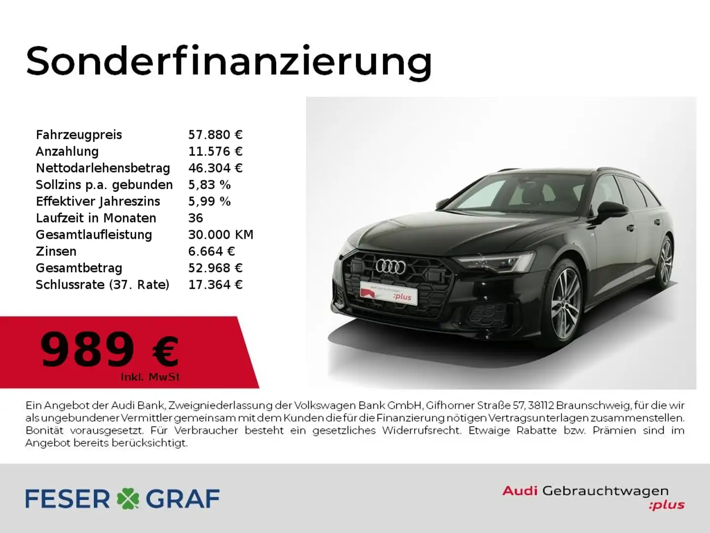 Audi A6 Avant S line 40 TDI S tronic Matrix/Pano./AHK/Alu1 Schwarz - 1