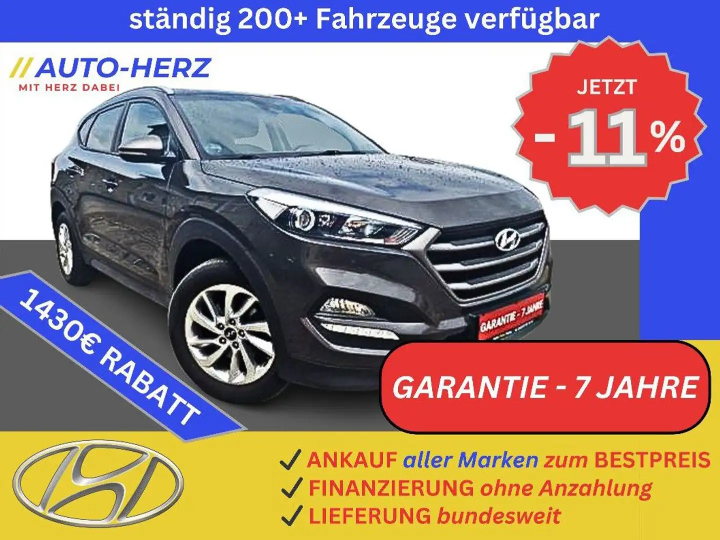Hyundai TUCSON Sitz&Lenkradh+PDC+Navi+Klimaautomatik Šedá - 1
