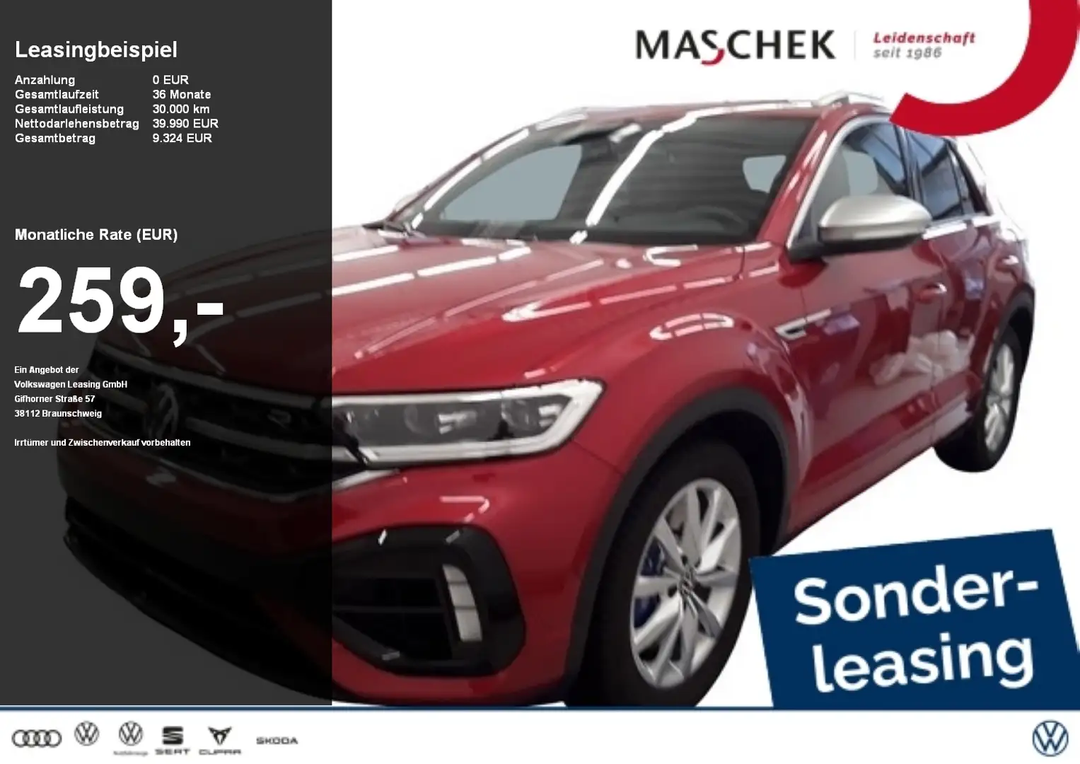 Volkswagen T-Roc R 2.0 TSI Sonderleasing! Anschlussg AHK Rosso - 1