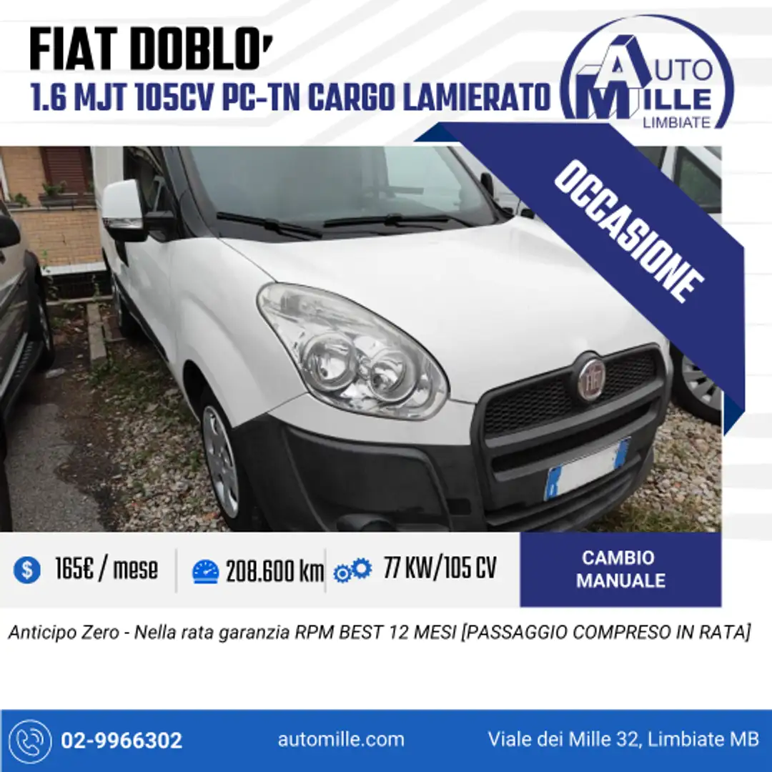 Fiat Doblo doblò cargo 1.6 mjt 16v SX 105cv E4 Gris - 1